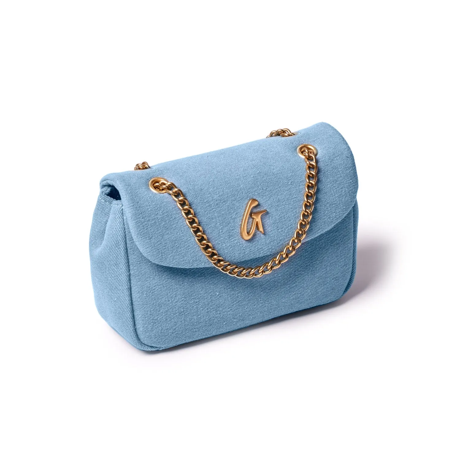 MINI DENIM GOLD FLAP BAG