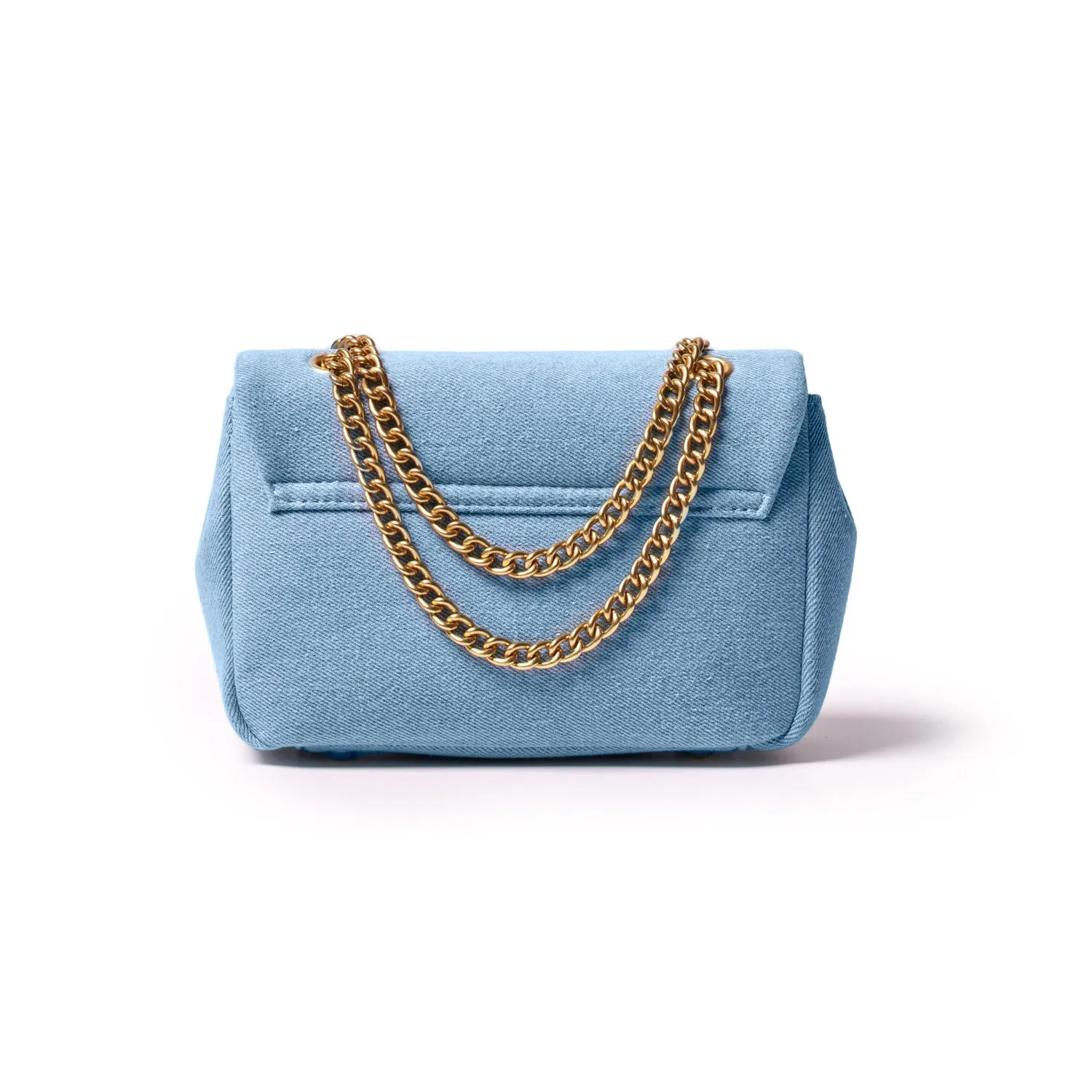 MINI DENIM GOLD FLAP BAG