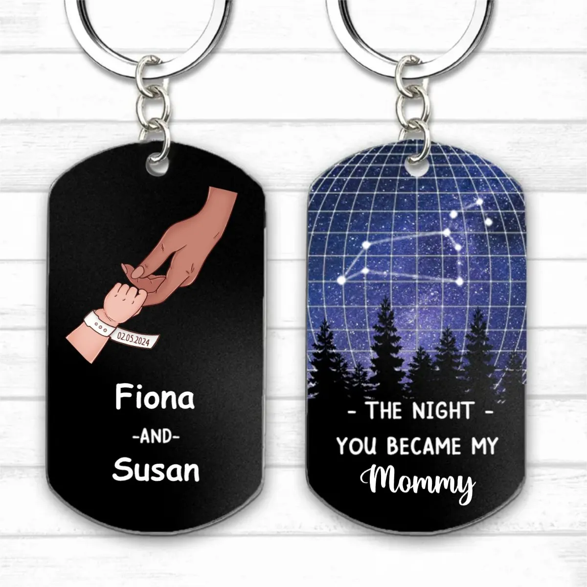 Mother - Star Map The Night You Became My Mommy - Personalized Keychain (HJ)