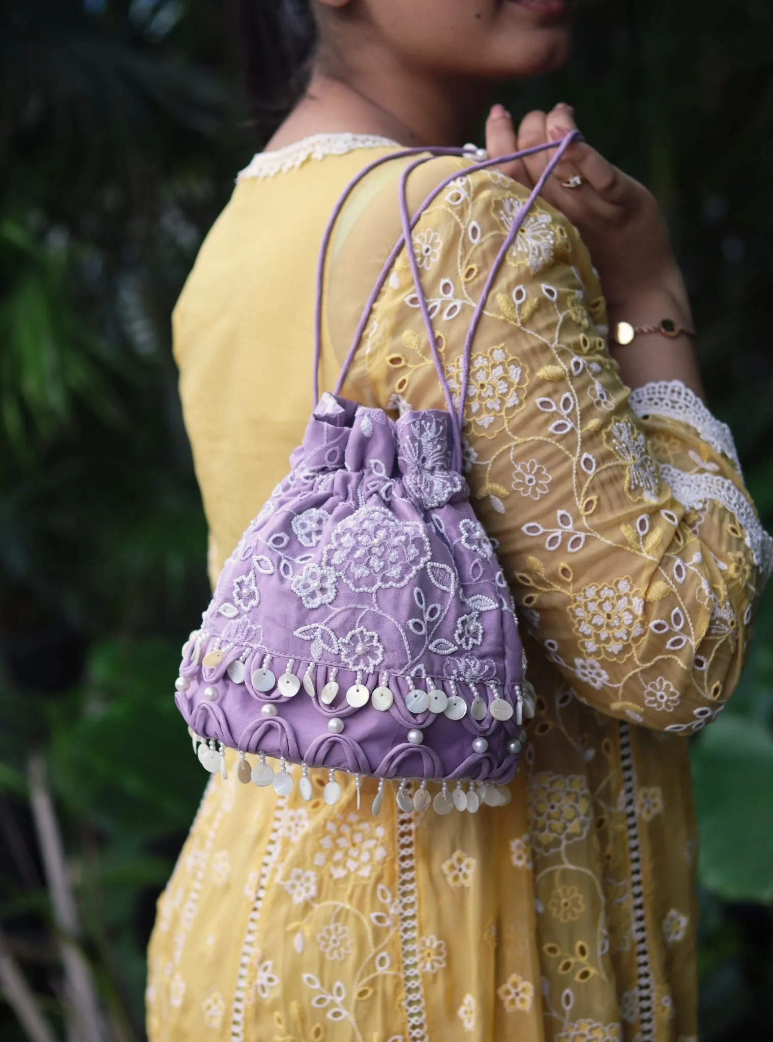 Mulmul Asha Lavender Potli Bag