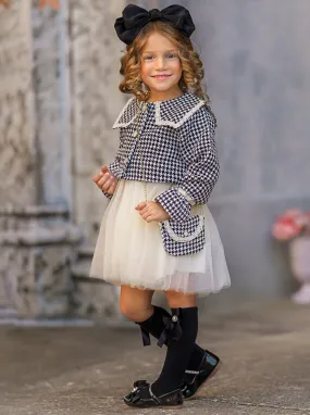 My Classy Girl Black Houndstooth Blazer and Dress Set