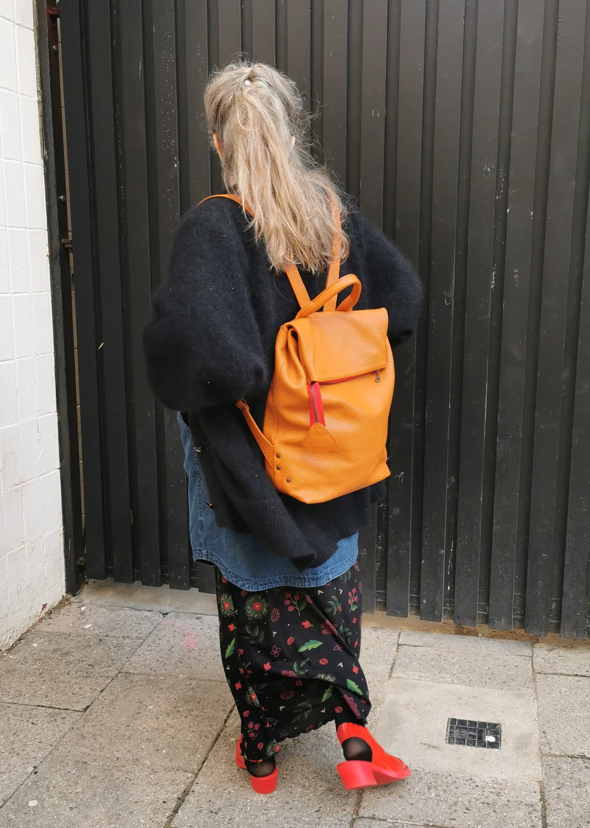 Nancy rucksack in burnt orange pebbled leather