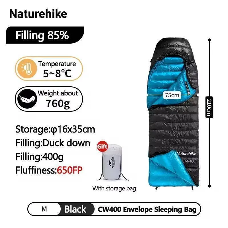 Naturehike Duck Down Waterproof Sleeping Bag -Ultralight Winter Camping Hooded Outdoor Companion