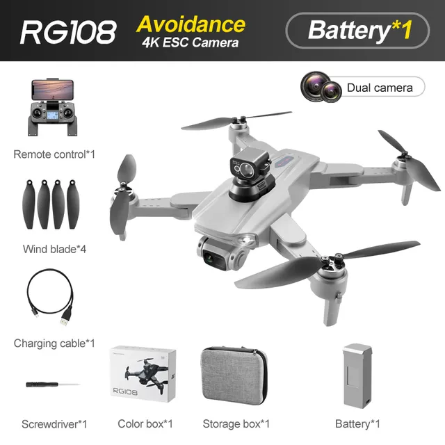 NEW Drone RG108 MAX GPS 4K Dual HD Camera FPV 3Km Aerial Photography Brushless Motor Quadcopter