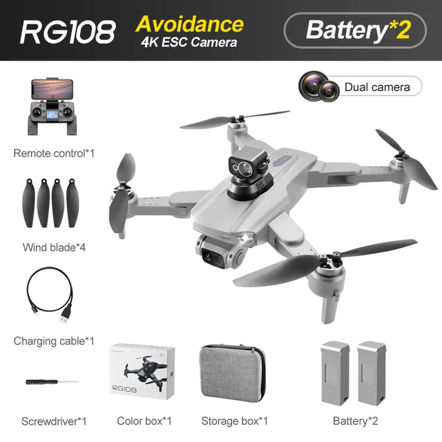 NEW Drone RG108 MAX GPS 4K Dual HD Camera FPV 3Km Aerial Photography Brushless Motor Quadcopter