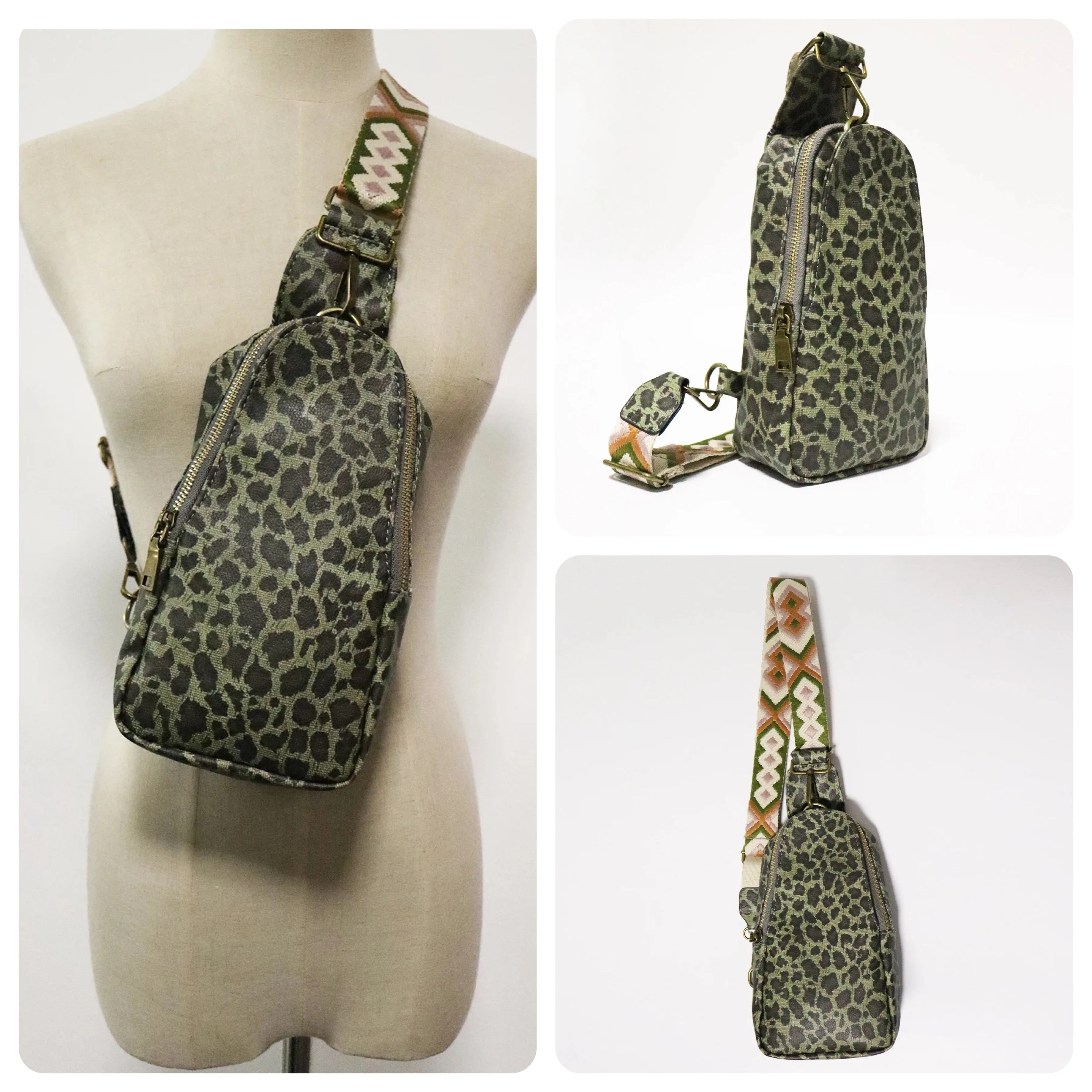 *NEW Sling Crossbody - Olive Animal