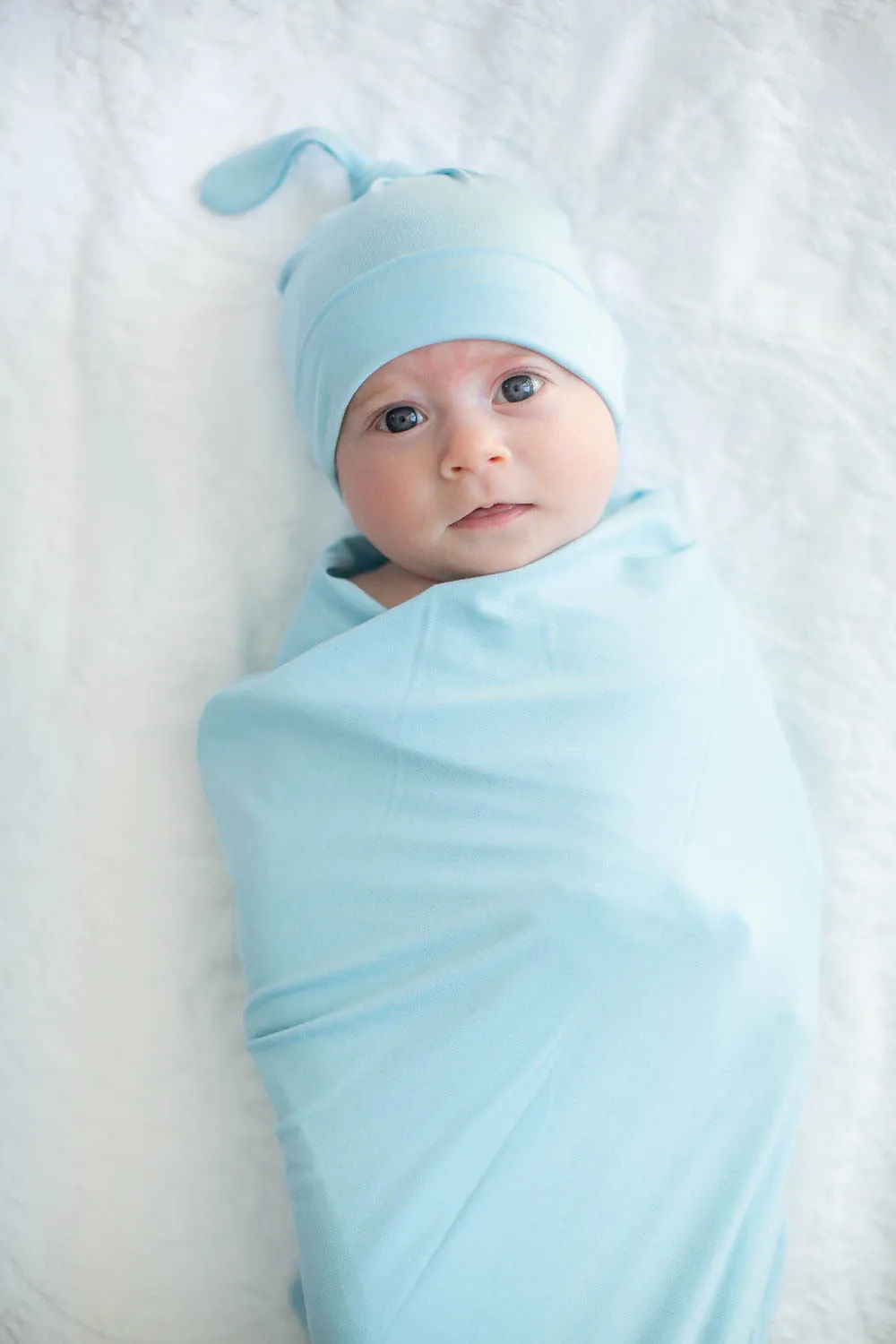 Nina Robe & Light Blue Swaddle Blanket Set