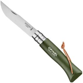 No.08 Stainless Steel Khaki Folding Knife with Lanyard