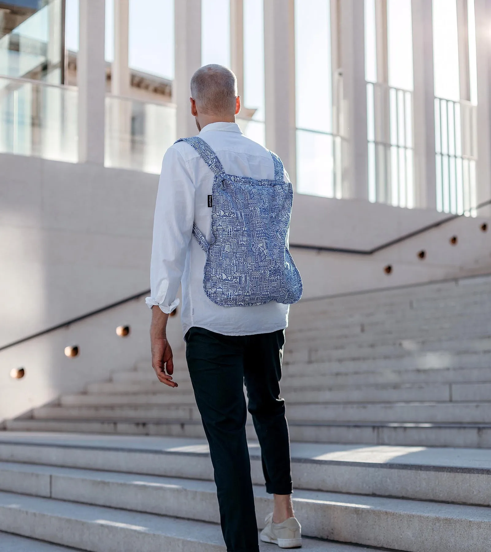 Notabag Hello World Convertible Tote Backpack – Raw/Blue