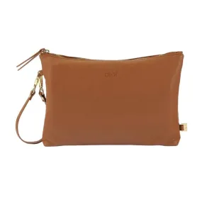 OiOi Nappy Changing Pouch - Chestnut Brown Vegan Leather