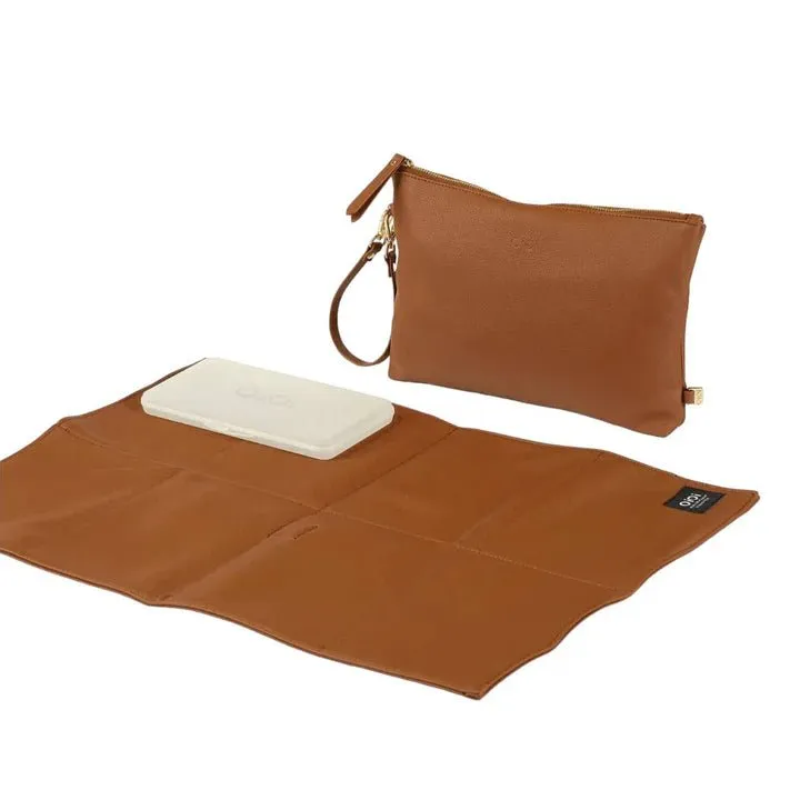 OiOi Nappy Changing Pouch - Chestnut Brown Vegan Leather