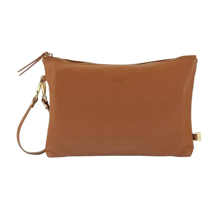 OiOi Nappy Changing Pouch - Chestnut Brown Vegan Leather