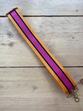 Orange, Black & Fuchsia Stripe Bag Strap