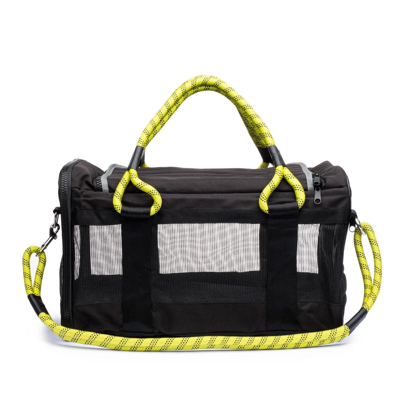 Out-Of-Office Dog Carrier in Black with Neon Yellow Straps (FINAL SALE)