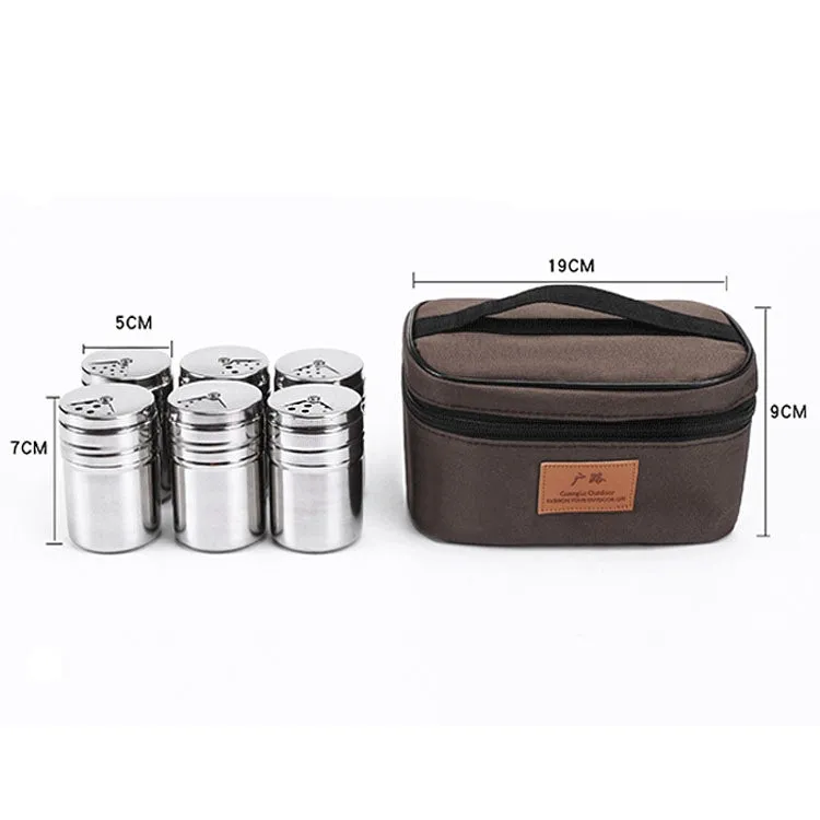 Outdoor Barbecue Stainless Steel Portable Spice Jar Suit