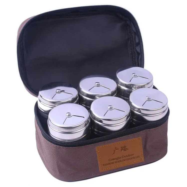 Outdoor Barbecue Stainless Steel Portable Spice Jar Suit