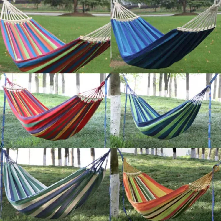 Outdoor Double Thickened Canvas Hammock Indoor Swing, Size:200x100cm(Dark Blue)