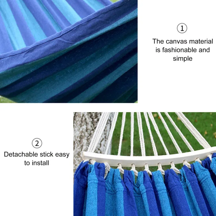 Outdoor Double Thickened Canvas Hammock Indoor Swing, Size:200x100cm(Dark Blue)