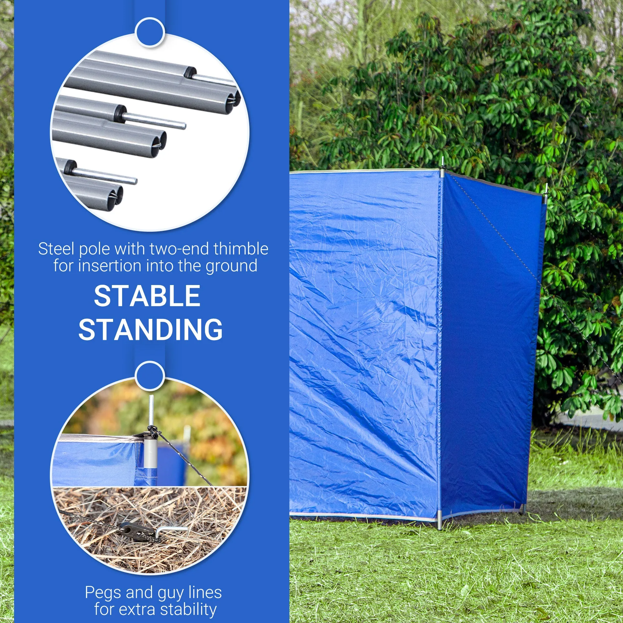 Outsunny Camping Windbreak Portable Wind Blocker Privacy Wall, 5.4m x 1.5m