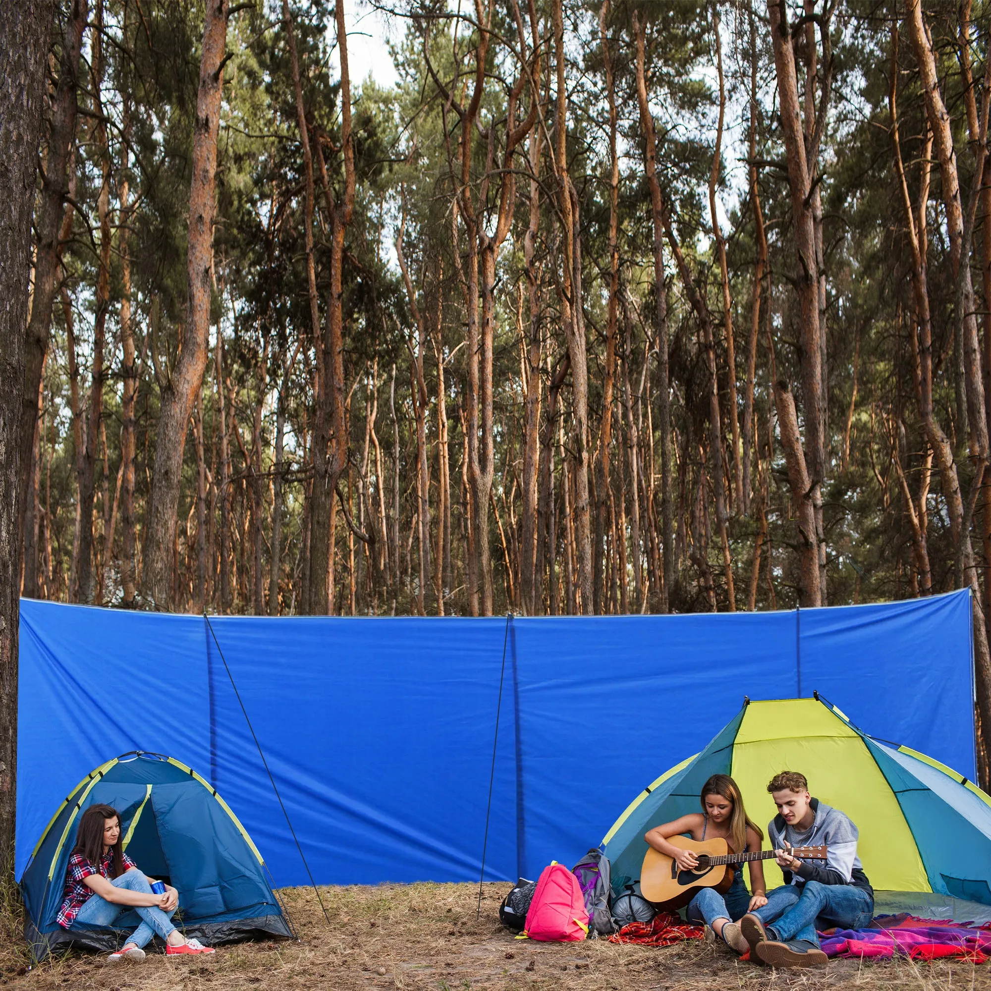 Outsunny Camping Windbreak Portable Wind Blocker Privacy Wall, 5.4m x 1.5m