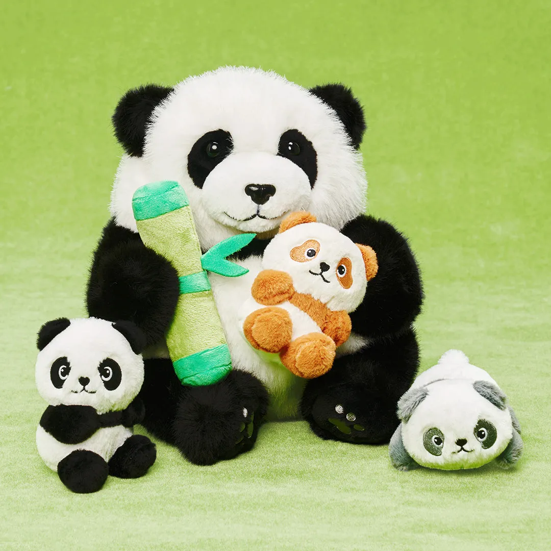 Panda Family with 3 Babies Plush Playset Animals Stuffed Gift Set for Toddler