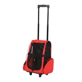 PawHut Pet Red Travel Backpack Bag Cat Puppy Dog Carrier w/ Trolley and Telescopic