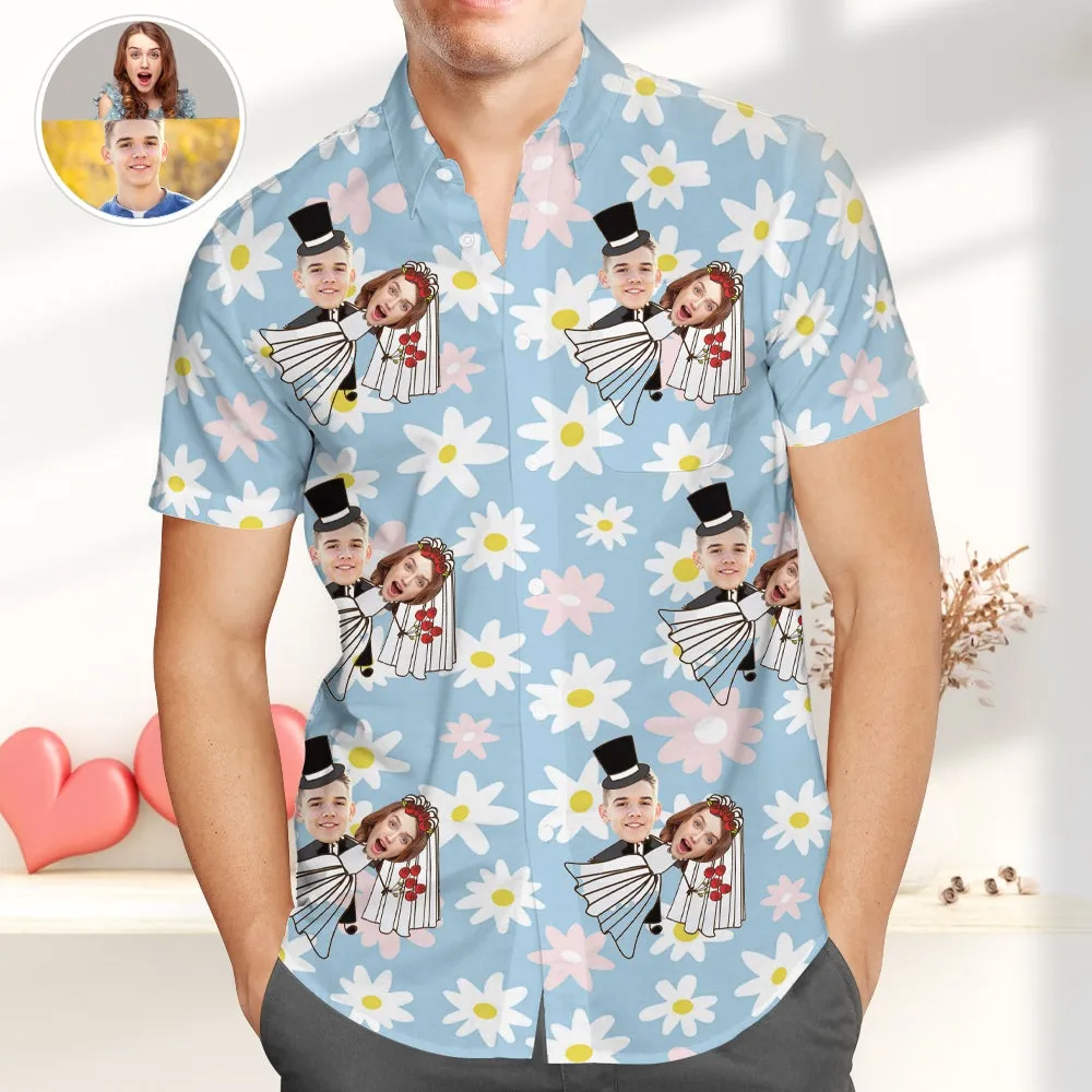 Personalised Couple Photo Hawaiian Shirt Best Funny Wedding Shirts