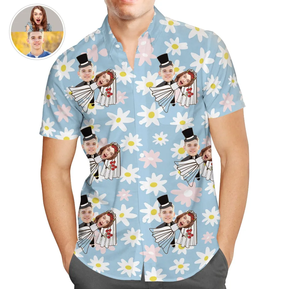 Personalised Couple Photo Hawaiian Shirt Best Funny Wedding Shirts