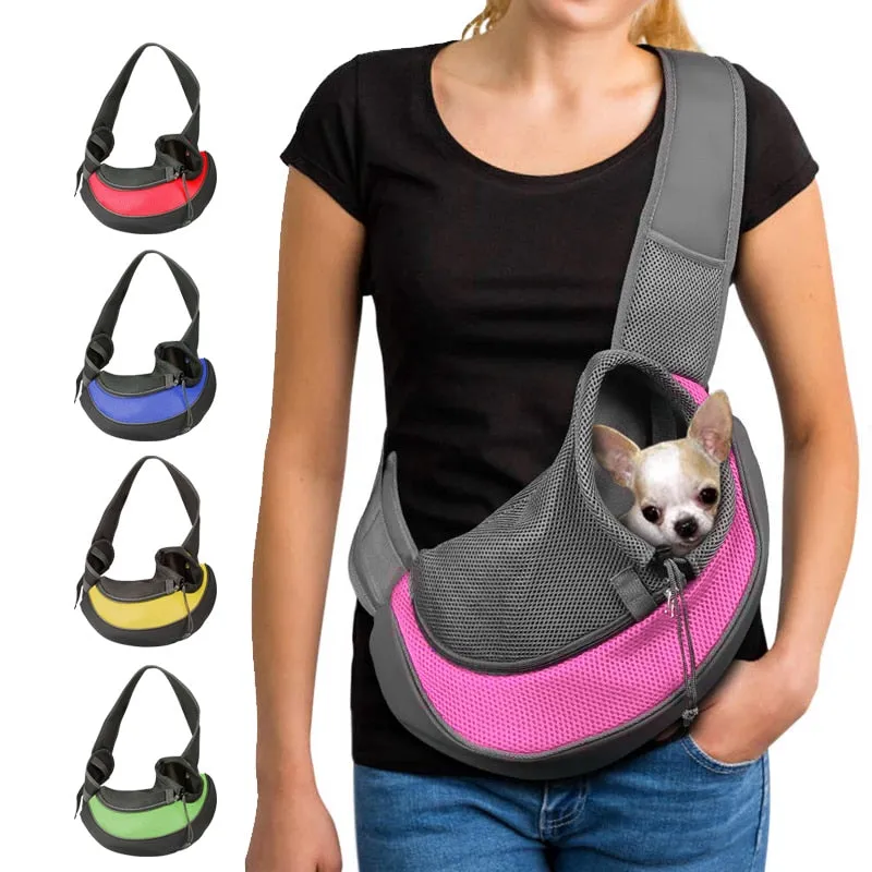 Pet Puppy Carrier S/M Outdoor Travel Dog Shoulder Bag Mesh Oxford Single Comfort Sling Handbag Tote Pouch