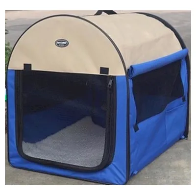 Petcomer Dog Tent with Cushion - Blue / Beige M (L61cm x W46cm x H51cm)