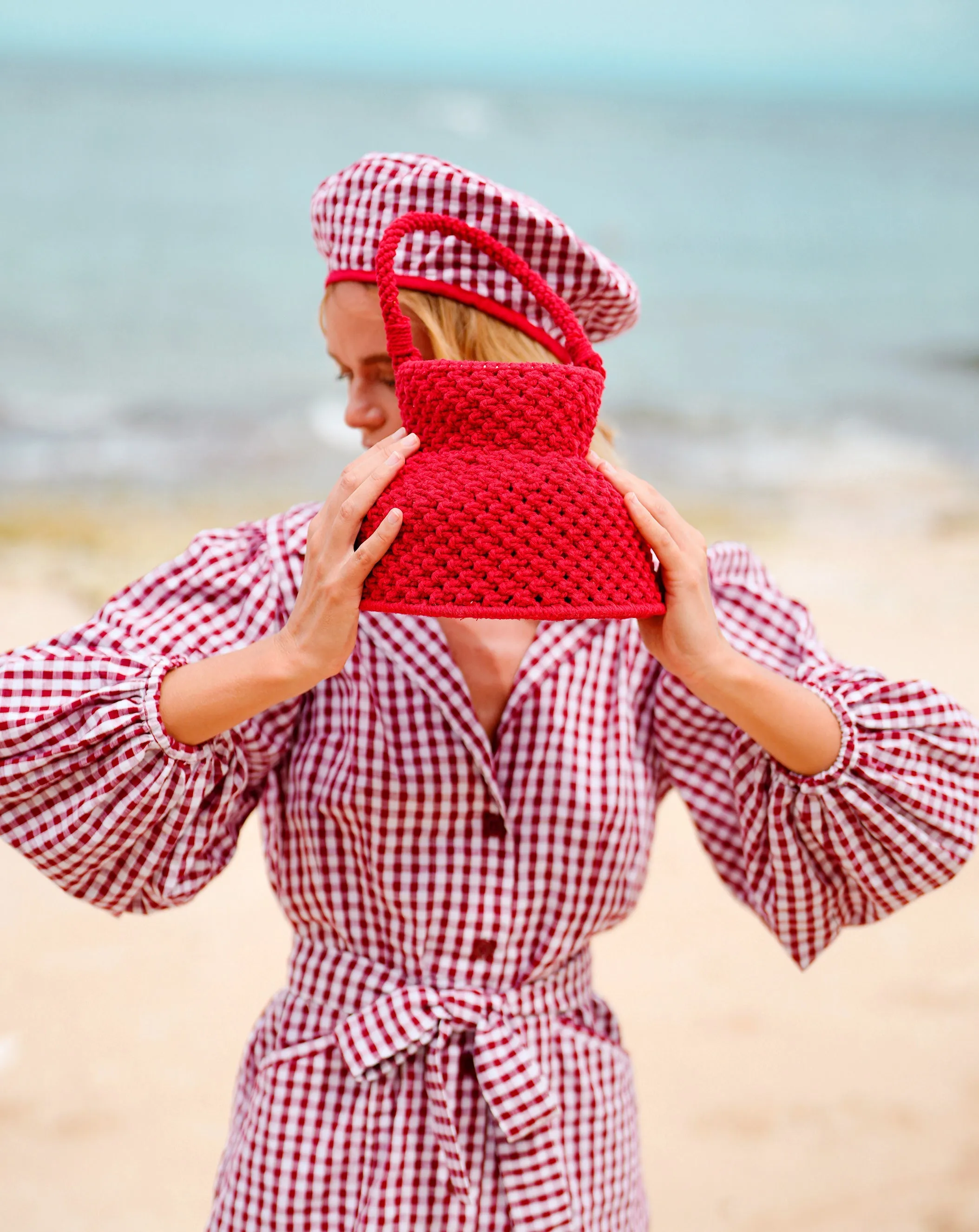 Petite Naga Macrame Bucket Bag, in Red - Eco-friendly & Fair Trade