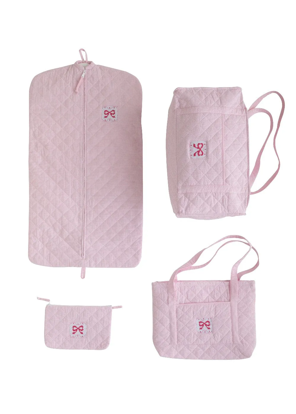 Quilted Luggage - Pink Bow