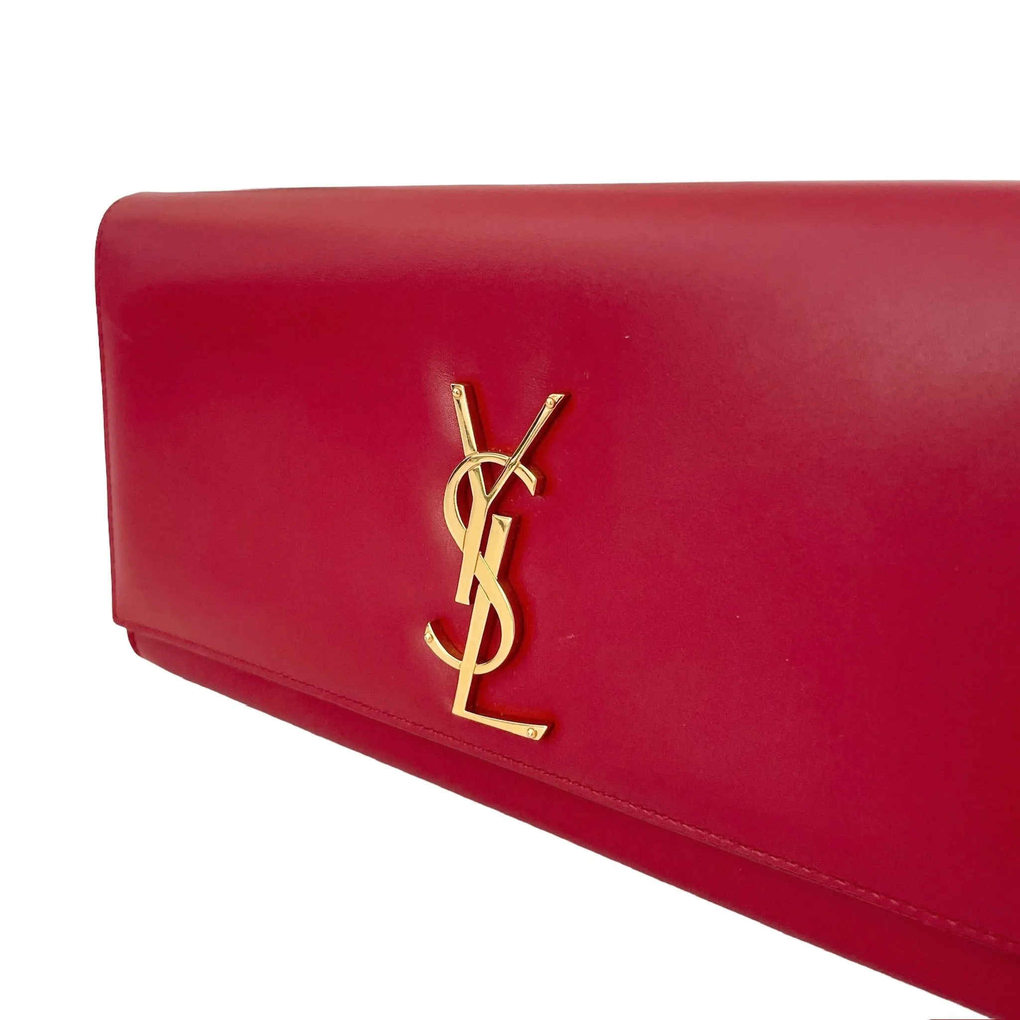 Red YSL Logo Clutch