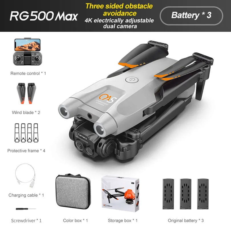 RG500 MAX RC Drone Brushless 4K Camera ESC WIFI FPV Three-Sided Obstacle Avoidance Folding Quadcopter