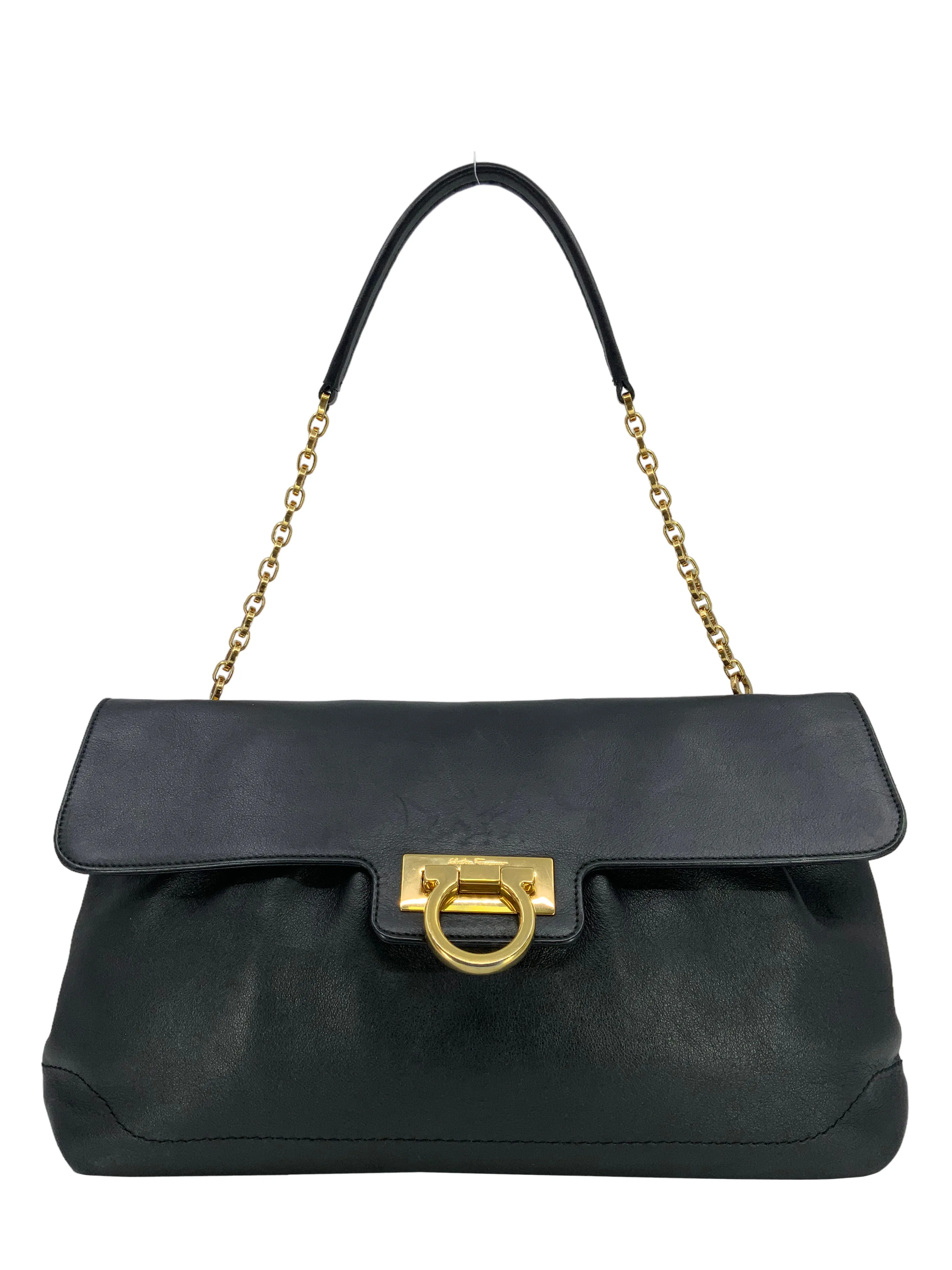 Salvatore Ferragamo Gancini Leather Flap Shoulder Bag