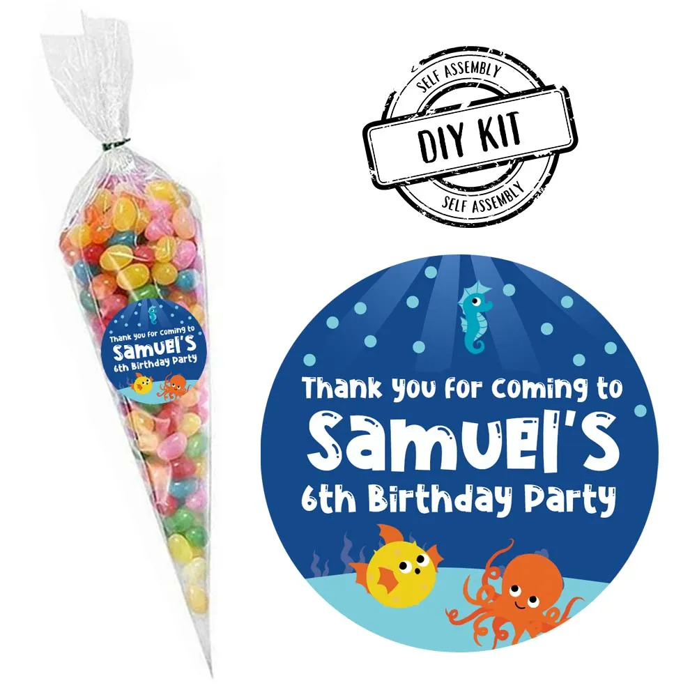 Sealife Personalised Sweet Cone Bag Favour Kit - Pack of 15