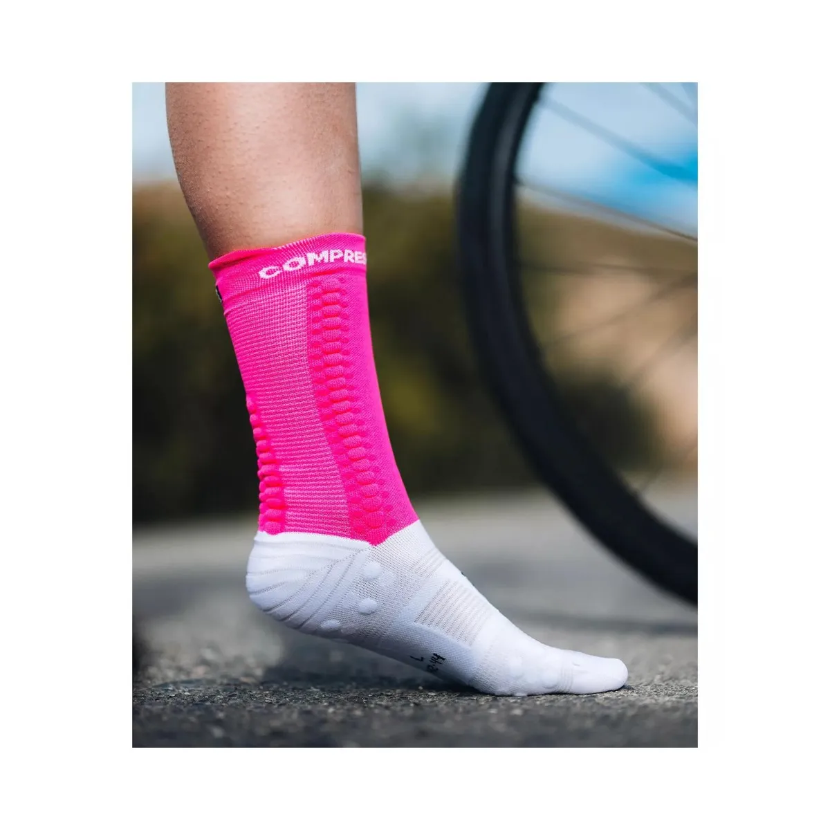 Socks Compressport Pro Racing v4.0 Pink White