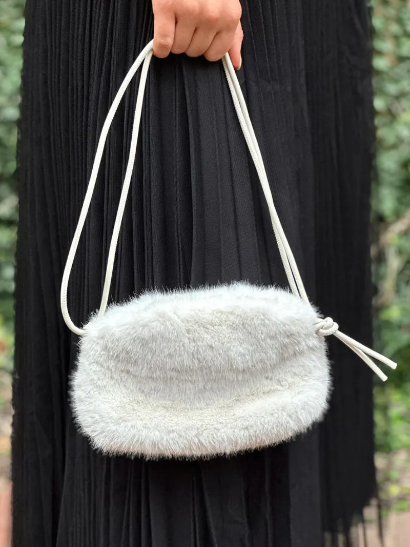 Soft Serenity Fur Crossbody Clutch - White