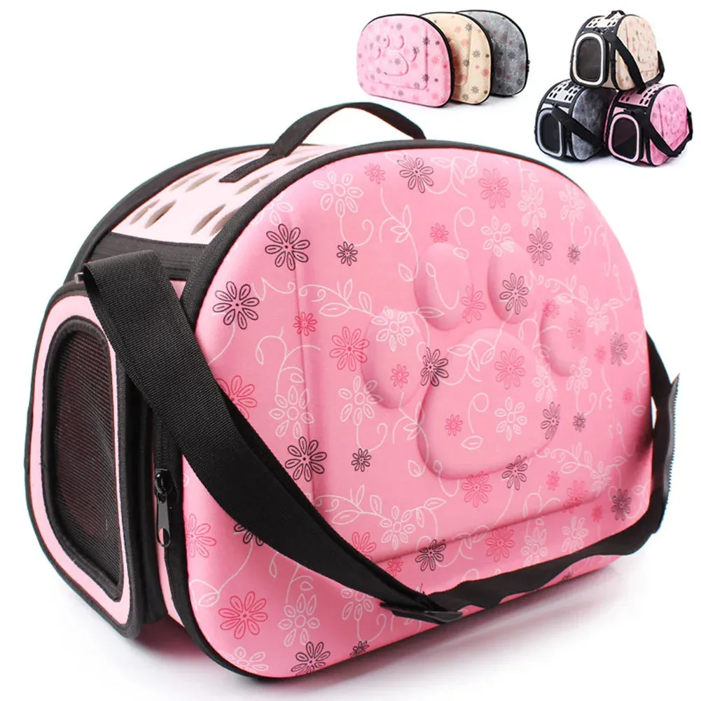 Solid Travel Pet Carrier With Paw Engraving