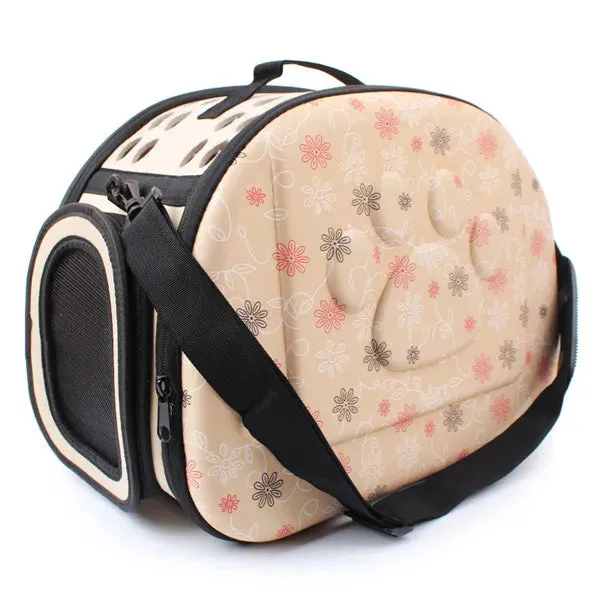 Solid Travel Pet Carrier With Paw Engraving