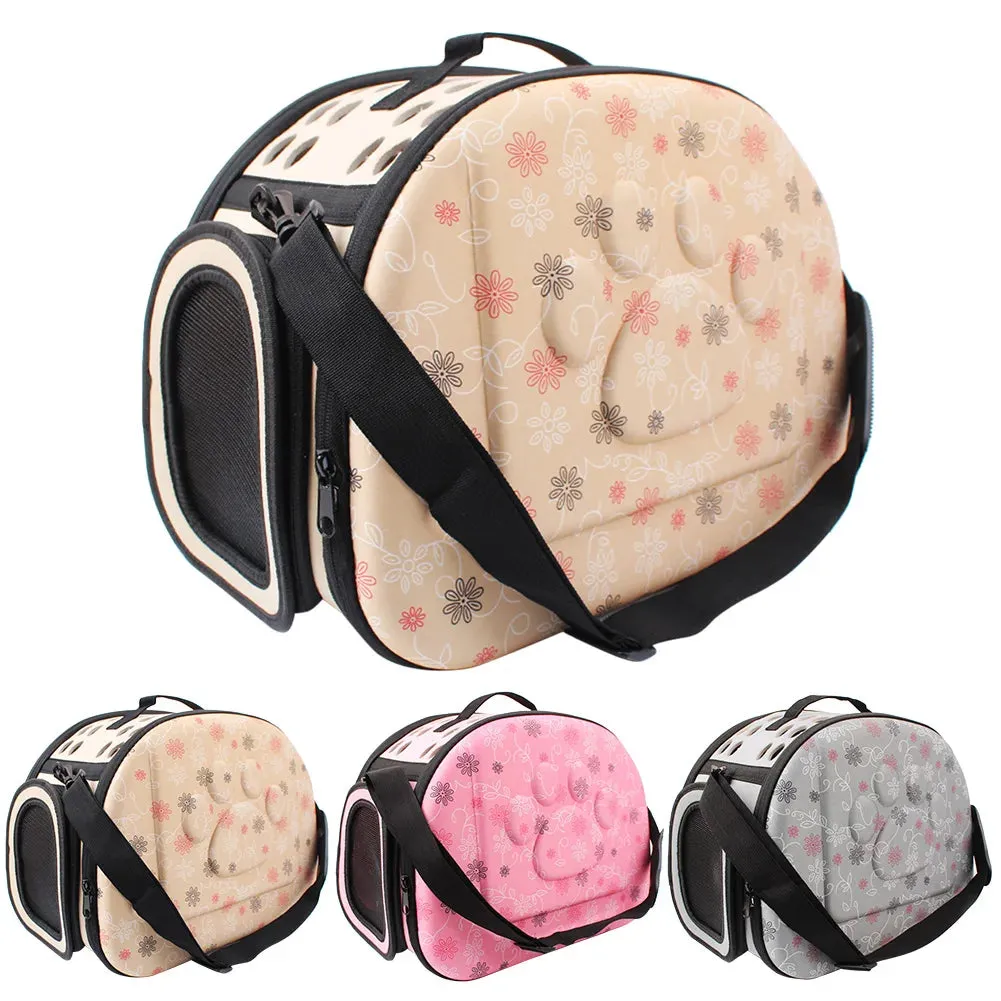 Solid Travel Pet Carrier With Paw Engraving