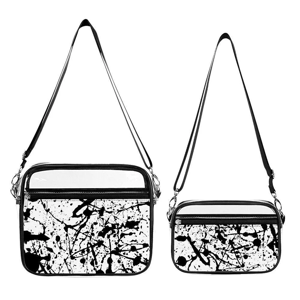 Stadium Bag, Set of 2 Clear Handbags, Clear Concert Handbag, Black Abstract Handbag, Rocker Style Bag, Shoulder Handbag, Unisex Bag