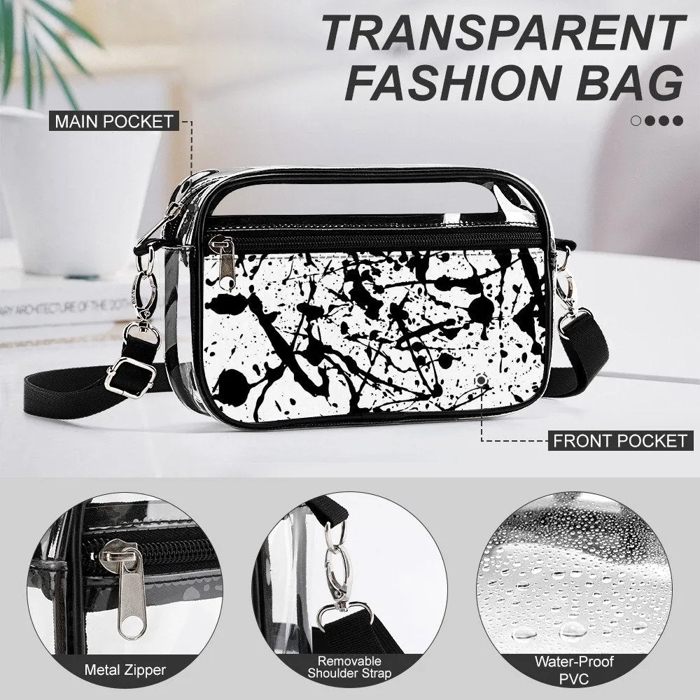 Stadium Bag, Set of 2 Clear Handbags, Clear Concert Handbag, Black Abstract Handbag, Rocker Style Bag, Shoulder Handbag, Unisex Bag