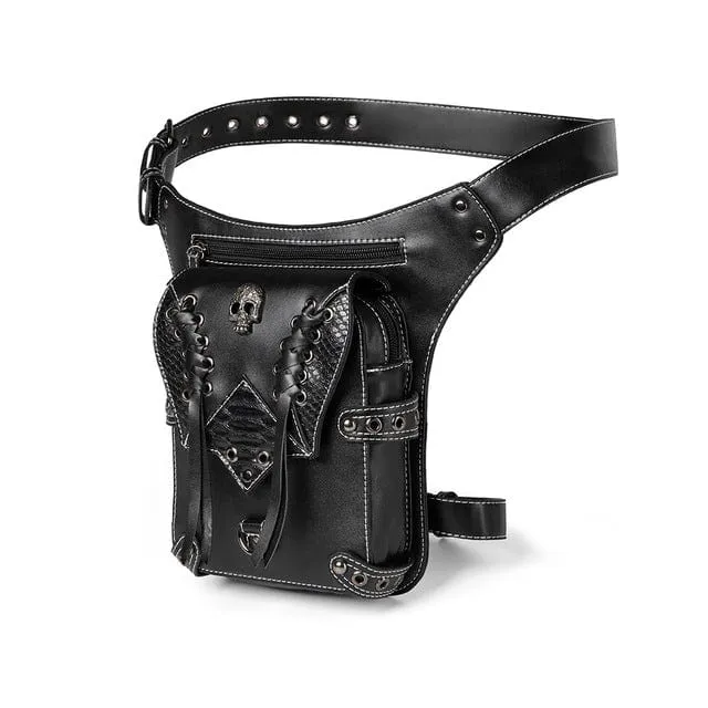 Steampunk Strappy Skull Waist Bag