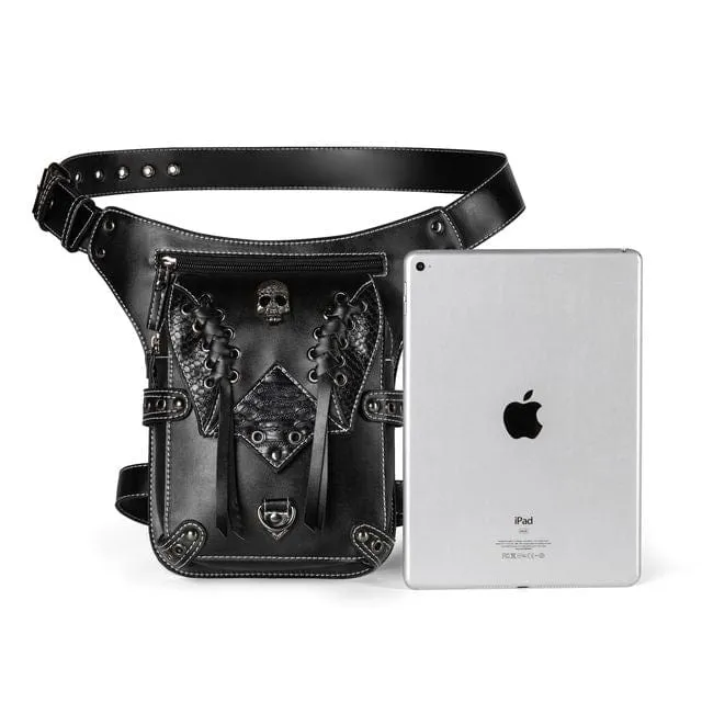 Steampunk Strappy Skull Waist Bag