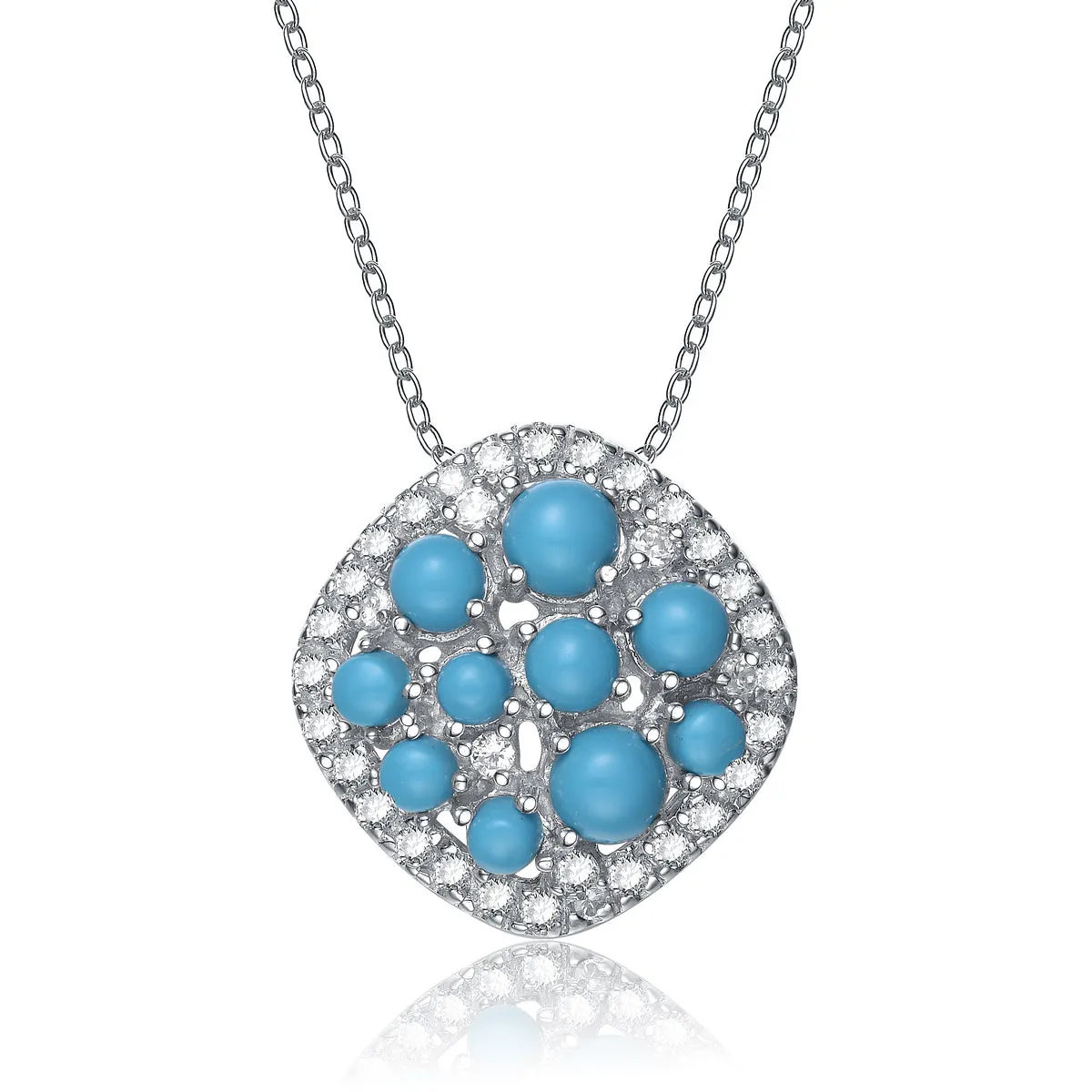 Sterling Silver Turquoise Cubic Zirconia Unique Style Pendant