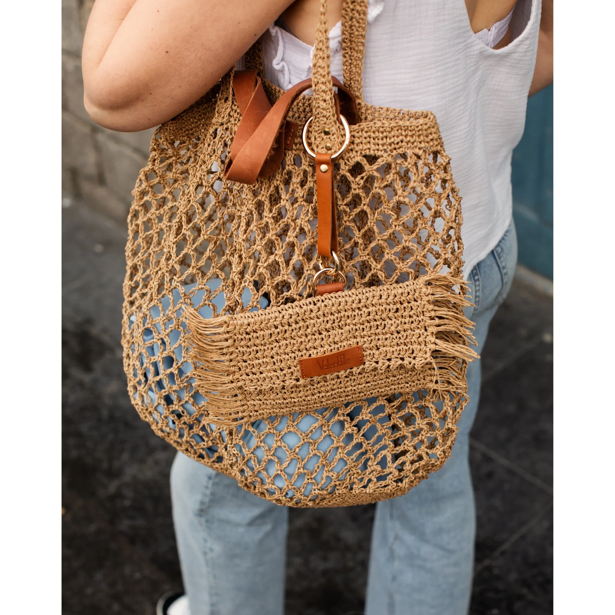 Straw Mesh Beach Bag