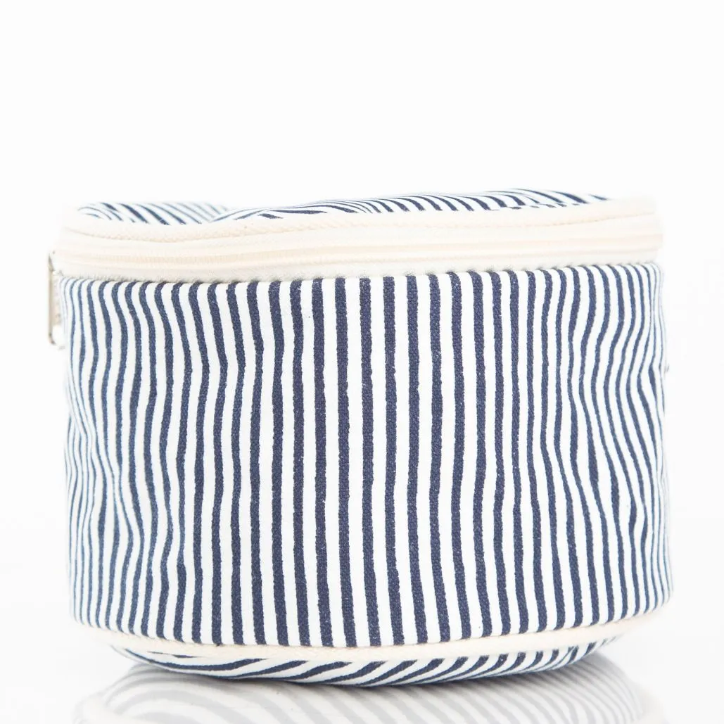 Stripes Round Case - Navy Blue