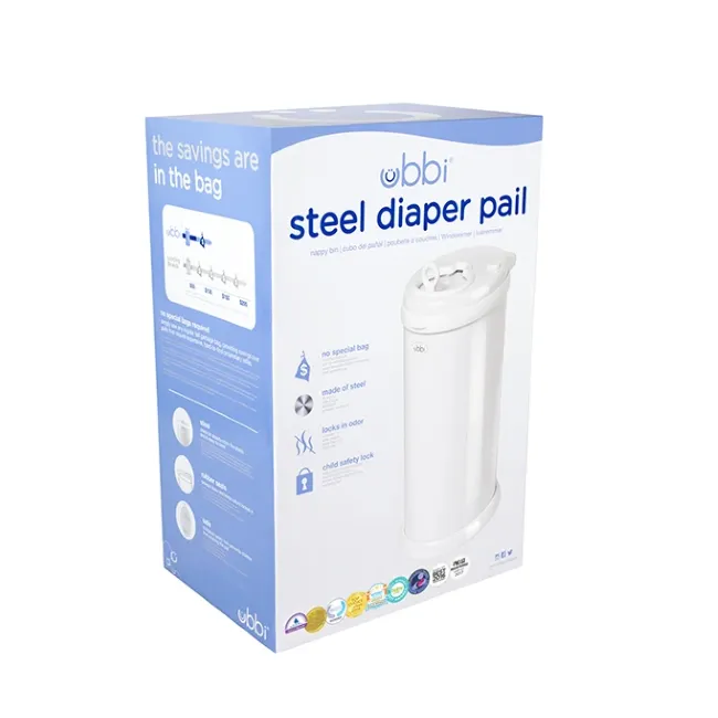 ubbi eco-friendly stainless diaper pail - metallic chrome