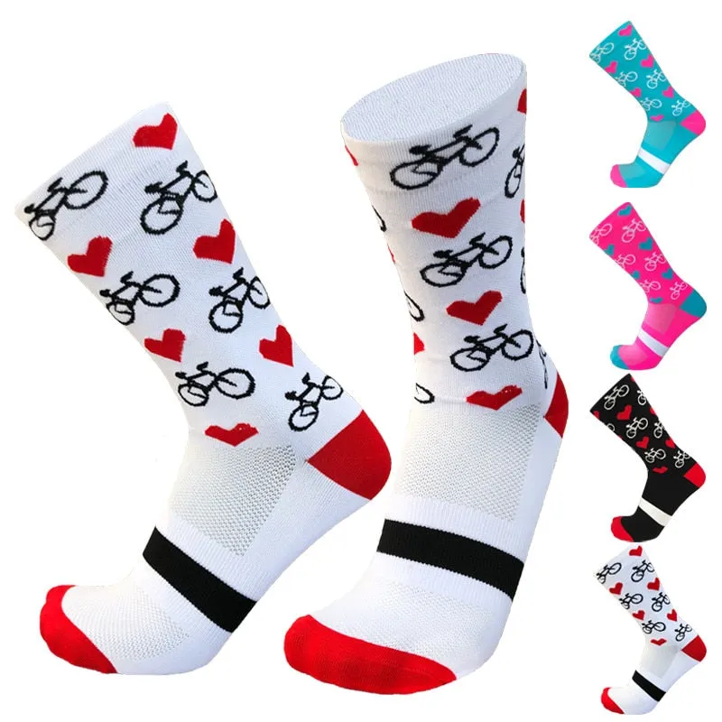 Unisex Heart Design Cycling Socks